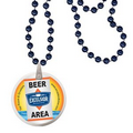 Round Mardi Gras Beads with Decal on Disk - Navy Blue